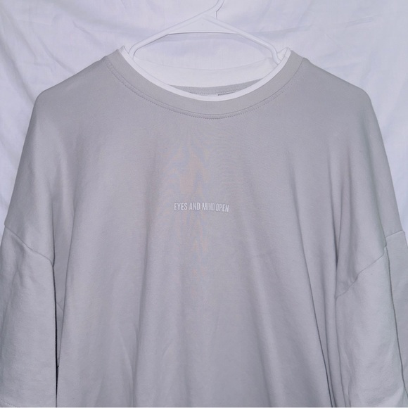 Zara Gray T-shirt Double Zipper Pullover Sweater size medium - Picture 4 of 6